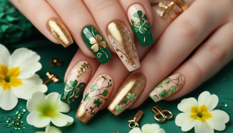St Patrick’s Day Nail Designs for  Cute, Wearable Ideas in Green, Gold, and Rainbow