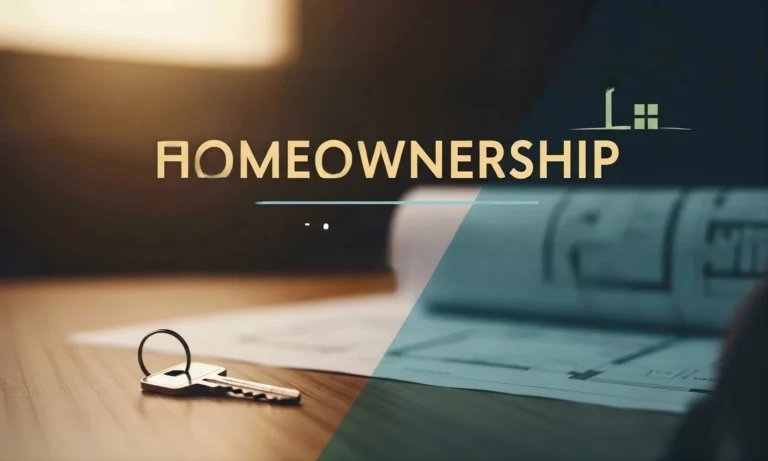 A close-up of a house key on a table next to documents, with the word HOMEOWNERSHIP and a simple house icon displayed prominently over the image, highlighting Framework Homeownership and tips for Making an Offer.