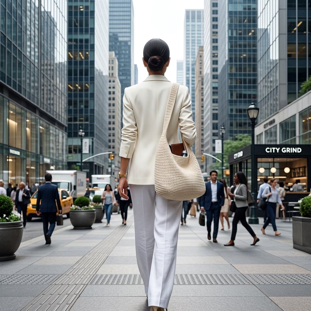 Woman walking busy city street 202606130450
